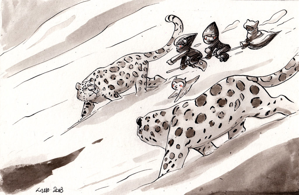 inktober dessin leopard des neiges