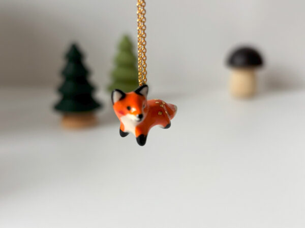 Golden Ceramic Fox Pendant - Image 2