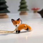 red fox pendant porcelain and gold