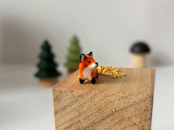 Golden Ceramic Fox Pendant - Image 4