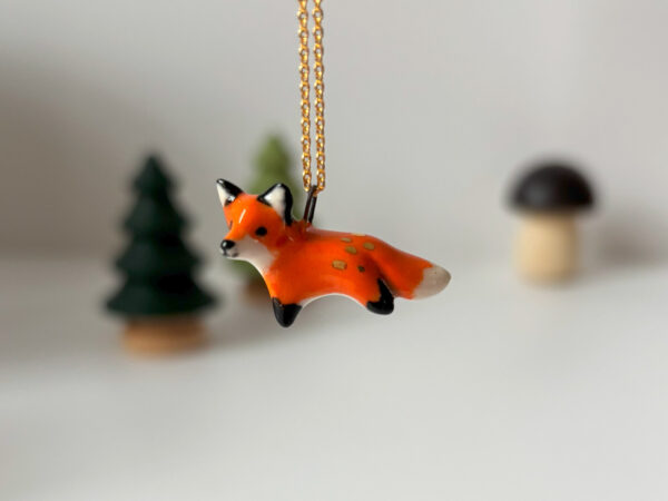 Golden Ceramic Fox Pendant - Image 5