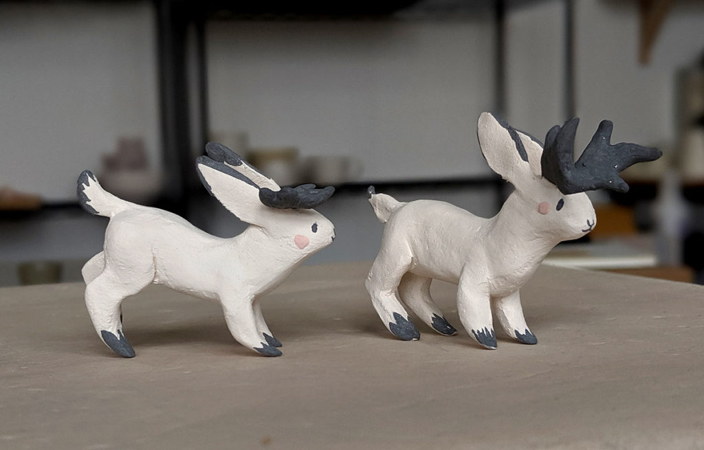 ceramic jackalopes sculpted 