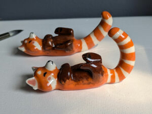 red pandas figurine porcelain