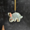 cute bunny porcelain pendant in gold and white