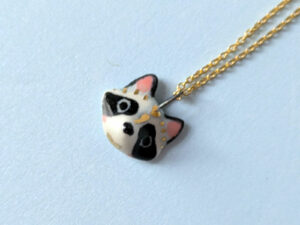 cute raccoon portrait pendant