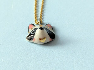 cute raccoon portrait pendant