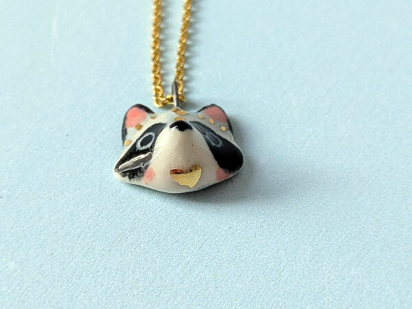 cute raccoon portrait pendant