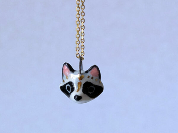 cute raccoon portrait pendant