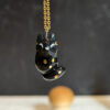 adorable black cat porcelain pendant with gold specks