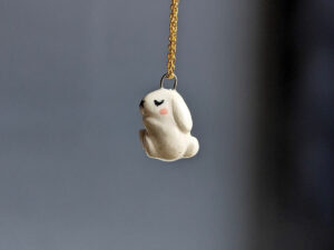 handmade porcelain pendant sleepy bunny by kness