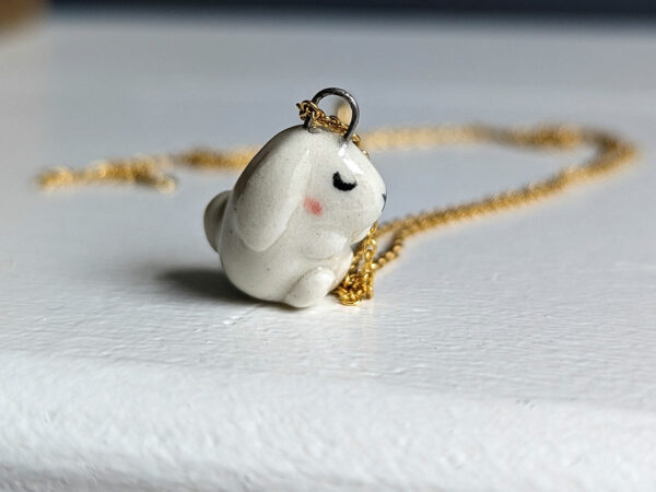 handmade porcelain pendant sleepy bunny by kness