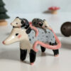 figurine opossum mama and babies