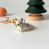 arctic fox pendant in porcelain and gold