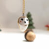 cute porcelain barn owl pendant with gold