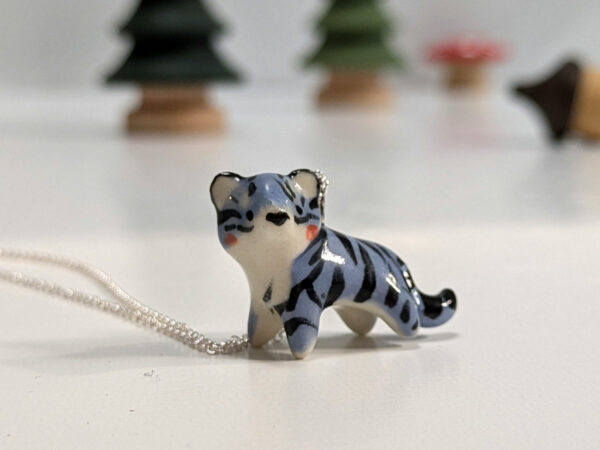 porcelain pendant cute blue tiger