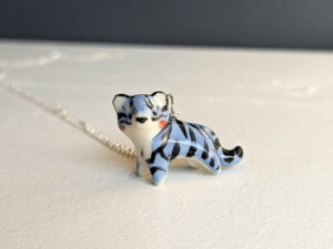 porcelain pendant cute blue tiger