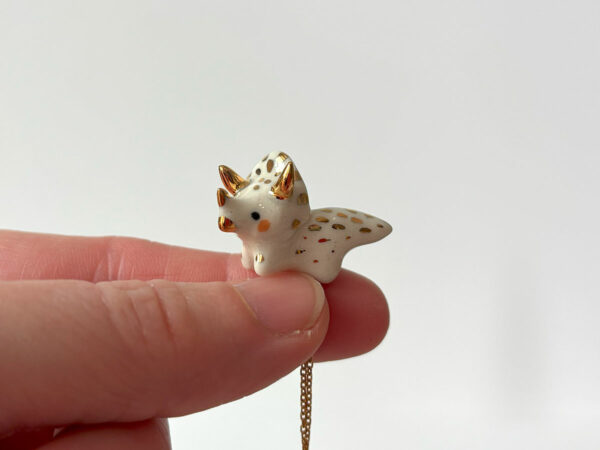 Ceramics & Gold Triceratops Pendant