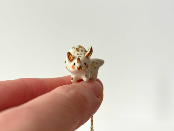 Ceramics & Gold Triceratops Pendant - Image 2