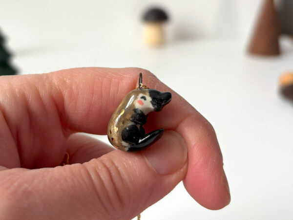 cute porcelain pendant platypus gold handmade in Canada by kness