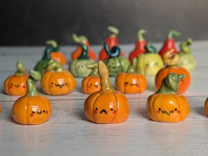 cute mini pumpkin figurine porcelain