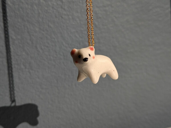 adorable polar bear pendant handmade porcelain by kness