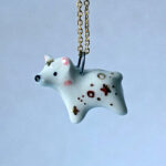 adorable polar bear pendant handmade porcelain by kness