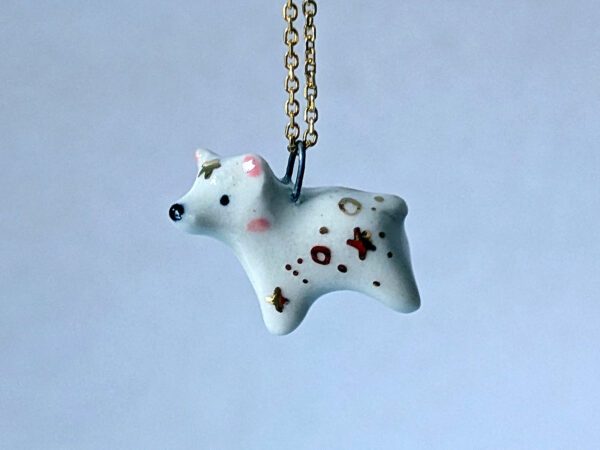 adorable polar bear pendant handmade porcelain by kness