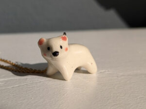 adorable polar bear pendant handmade porcelain by kness