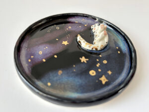 snow leopard jewelry dish