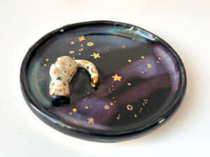 snow leopard jewelry dish