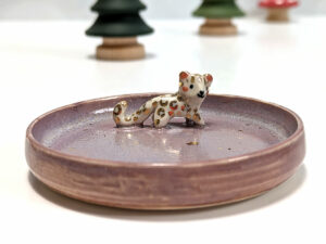 snow leopard jewelry dish