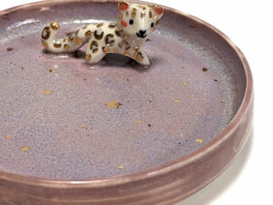 snow leopard jewelry dish