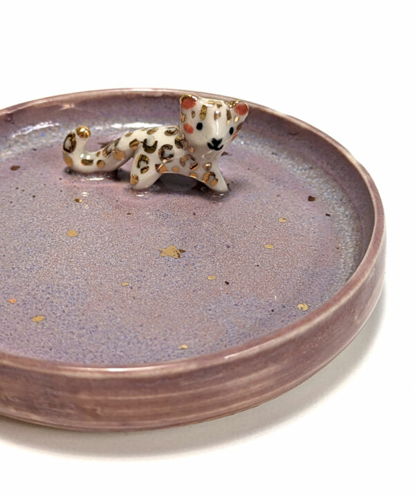 snow leopard jewelry dish