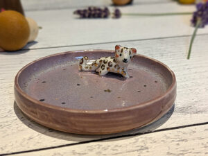 snow leopard jewelry dish