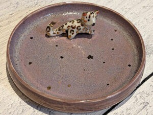 snow leopard jewelry dish