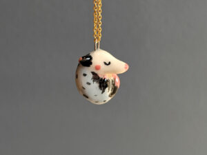 sleepy opossum cute porcelain pendant