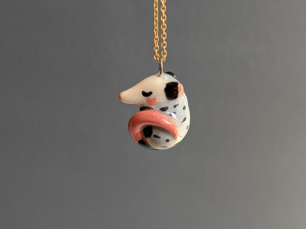 sleepy opossum cute porcelain pendant