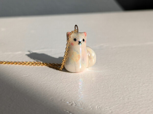 white cat porcelain pendant