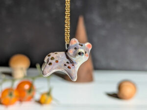 ceramics purple bear pendant