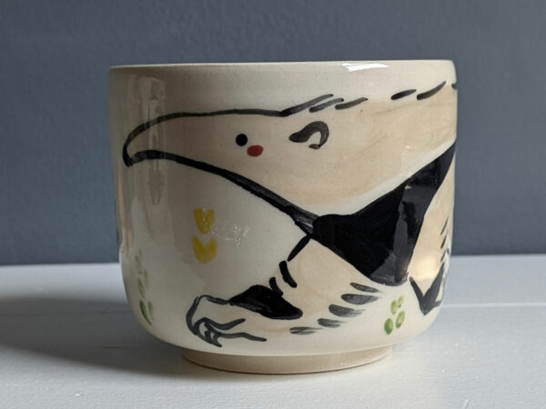 handmade white stoneware tumbler anteater