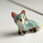 cute blue fox porcelain pendant