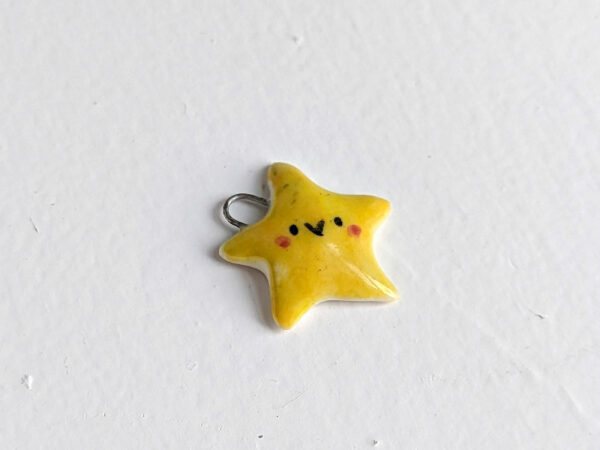 cute yellow star porcelain pendant