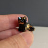 black panther porcelain pendant handmade with gold and pearl