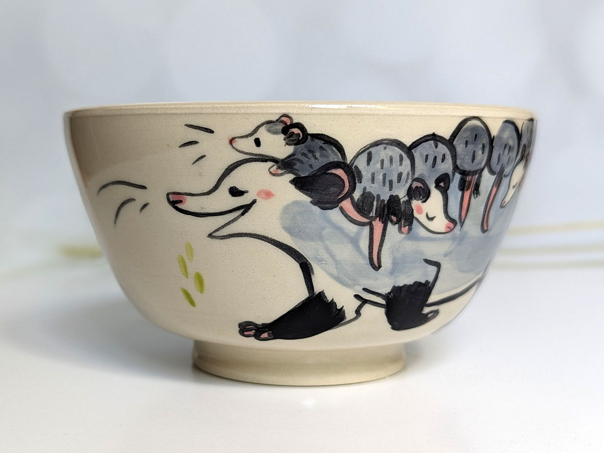 Stoneware Bowl - Shrew Family - Kness