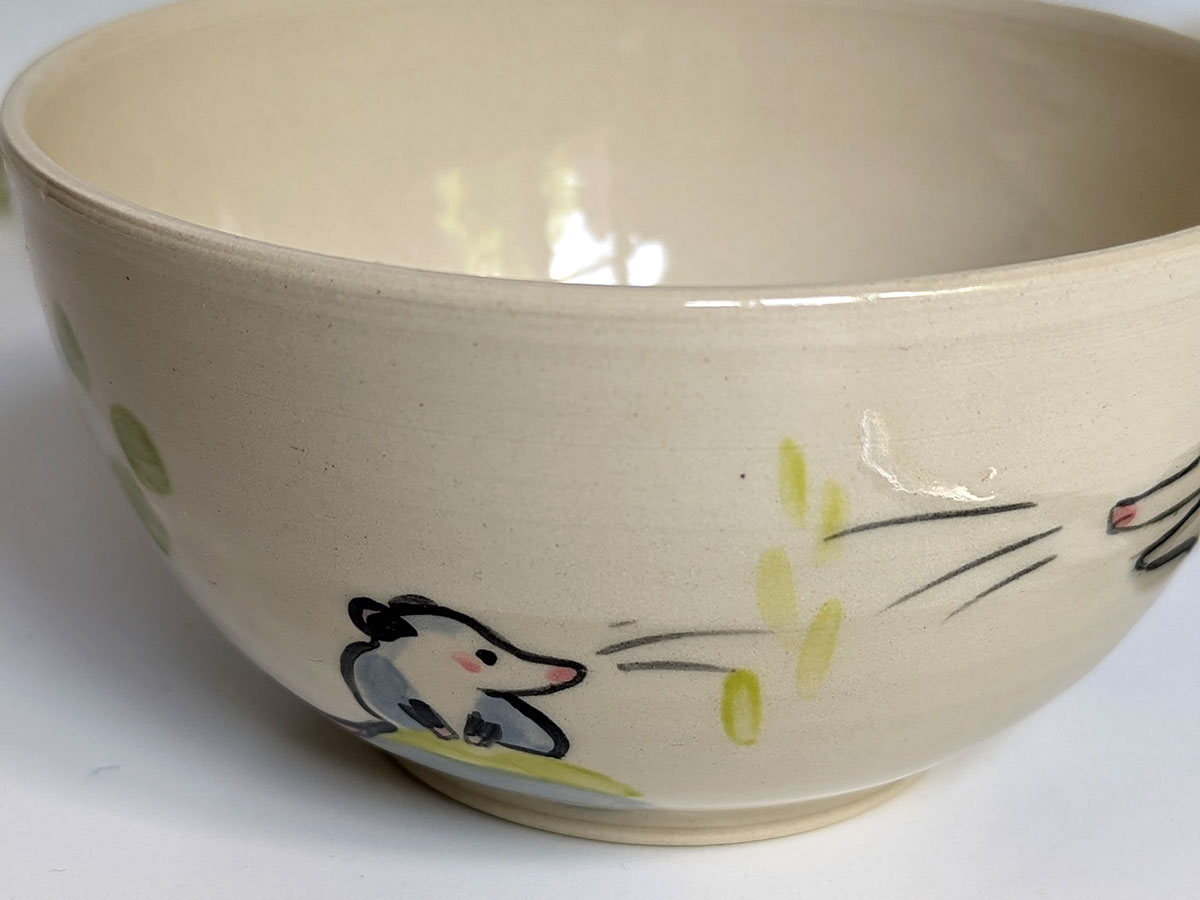 Stoneware Bowl - Shrew Family - Kness