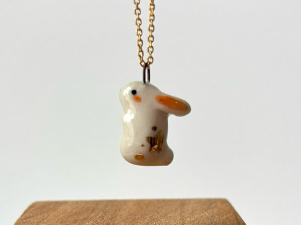 Porcelain Pendant : White Bunny - Image 3