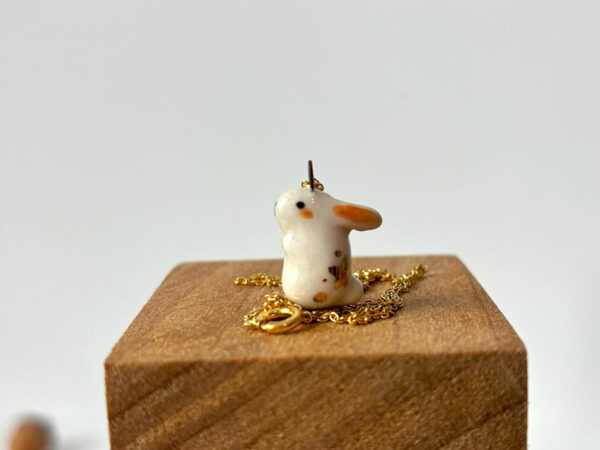 Porcelain Pendant : White Bunny - Image 2