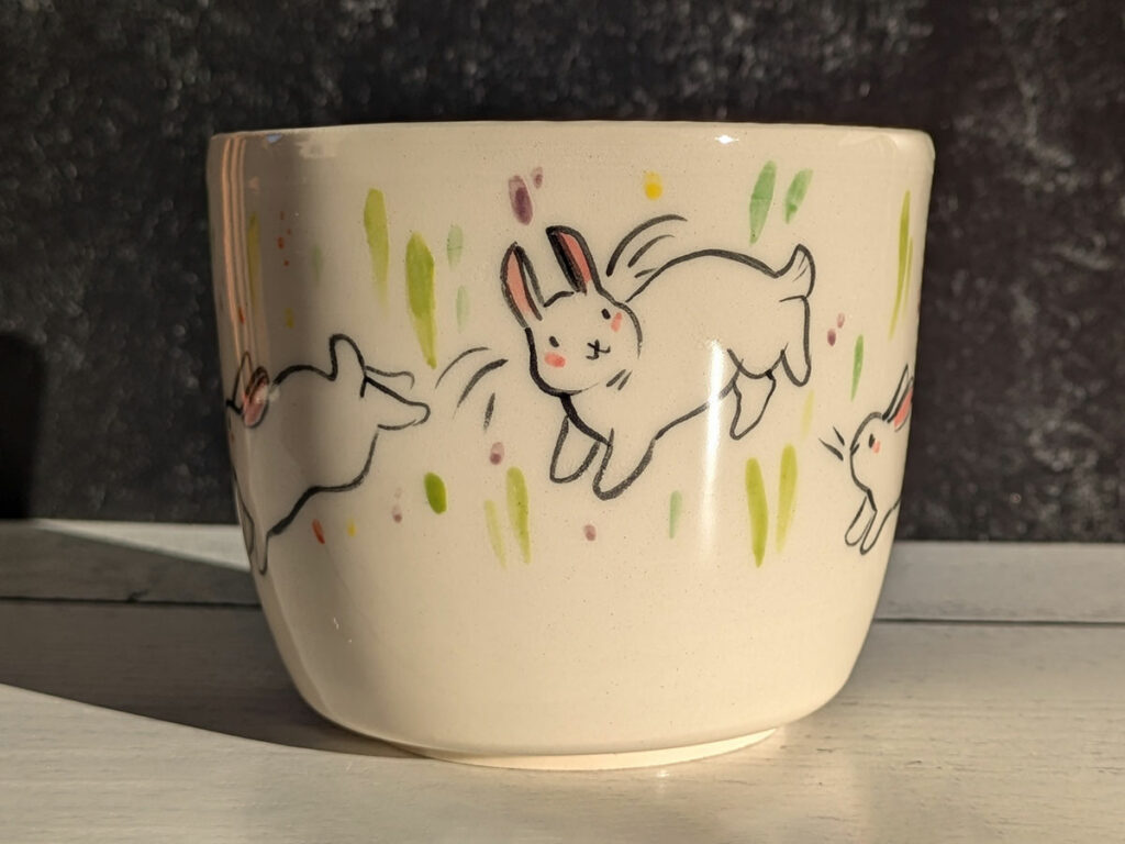 white bunnies cup