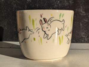 white bunnies cup