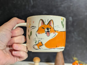 cutest handmade corgi mug one of a kind